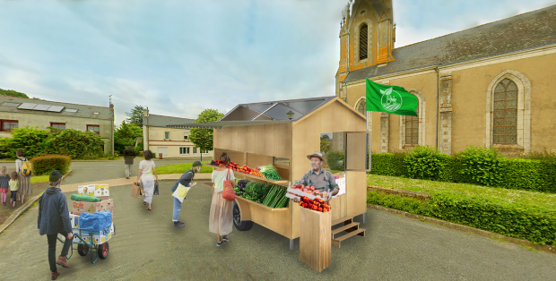 Photomontage, concept de roulotte sur la place du Dresny ©L’École de design Nantes Atlantique