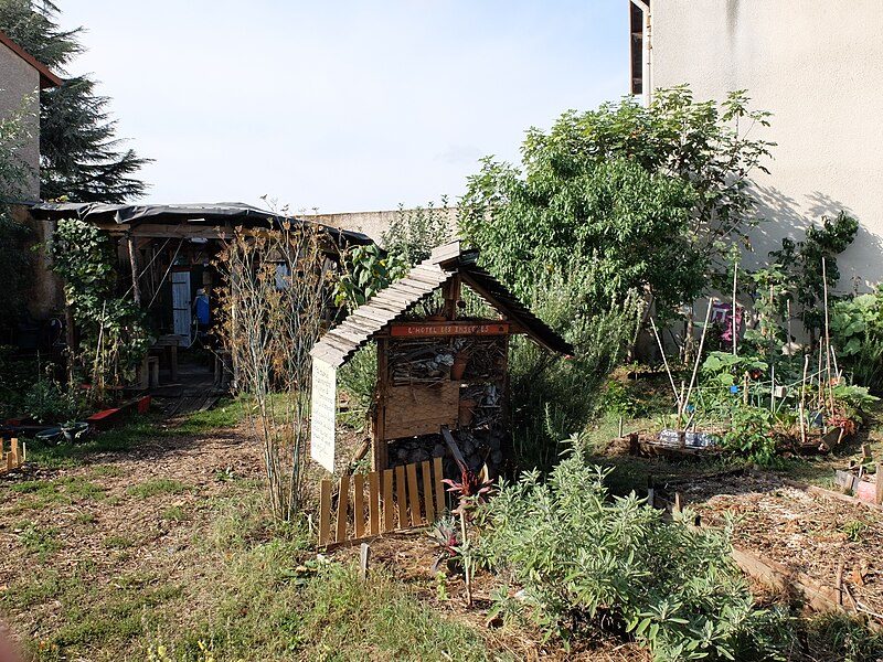 Le jardin d’Yvonne à Villeurbanne, un jardin partagé associatif en place depuis plus de dix ans.TouN, CC BY-SA 4.0 via Wikimedia Commons
https://commons.wikimedia.org/wiki/File:Jardin_d%27Yvonne_Villeurbanne_4.jpg 
